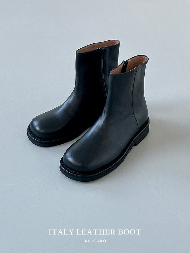 수제화) Italy leather basic boot / BLACK